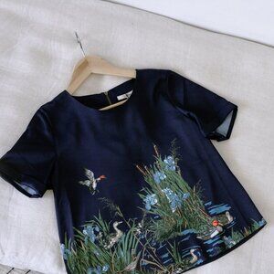 NWT Darling London Marsh Print Satin Blouse